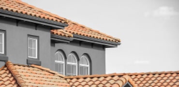 Wooden roof structure on a modern home